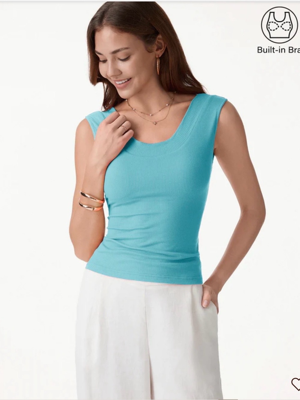 OGL AQUA COLOR BASIC TANK WITH BRA NWT